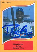Brian McRae Signed 1990 ProCards A and AA Baseball Card - Memphis Chicks
