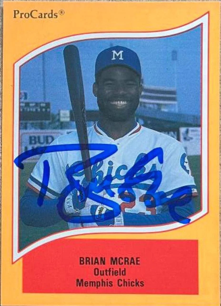 Brian McRae Signed 1990 ProCards A and AA Baseball Card - Memphis Chicks