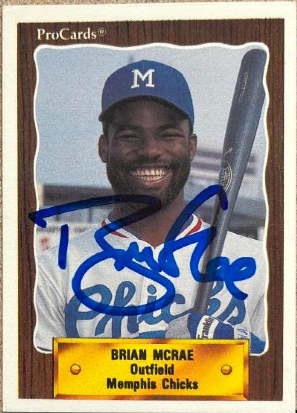 Brian McRae Signed 1990 ProCards Baseball Card - Memphis Chicks - PastPros