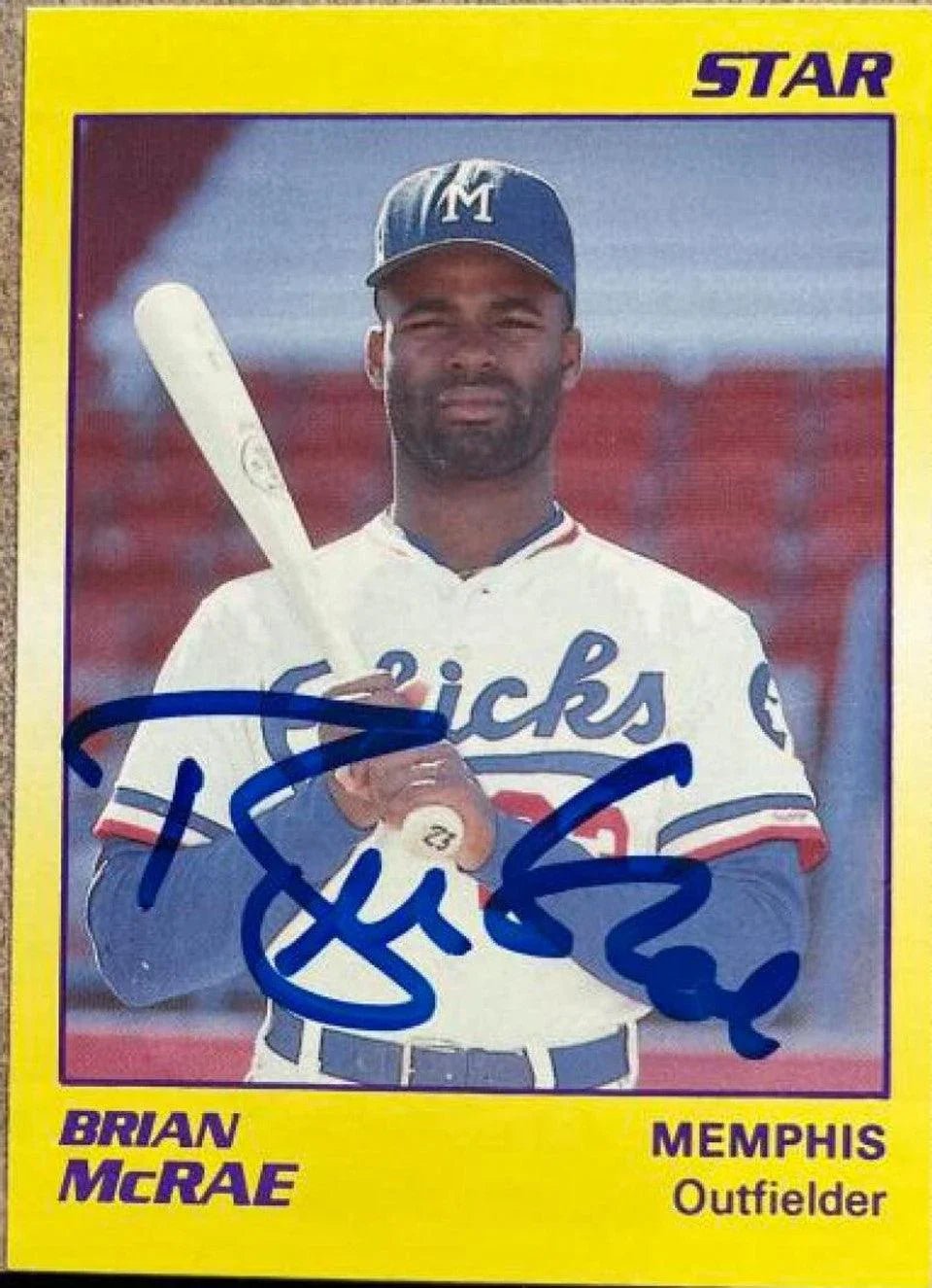 Brian McRae Signed 1990 Star Baseball Card - Memphis Chicks