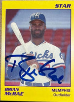 Brian McRae Signed 1990 Star Baseball Card - Memphis Chicks - PastPros