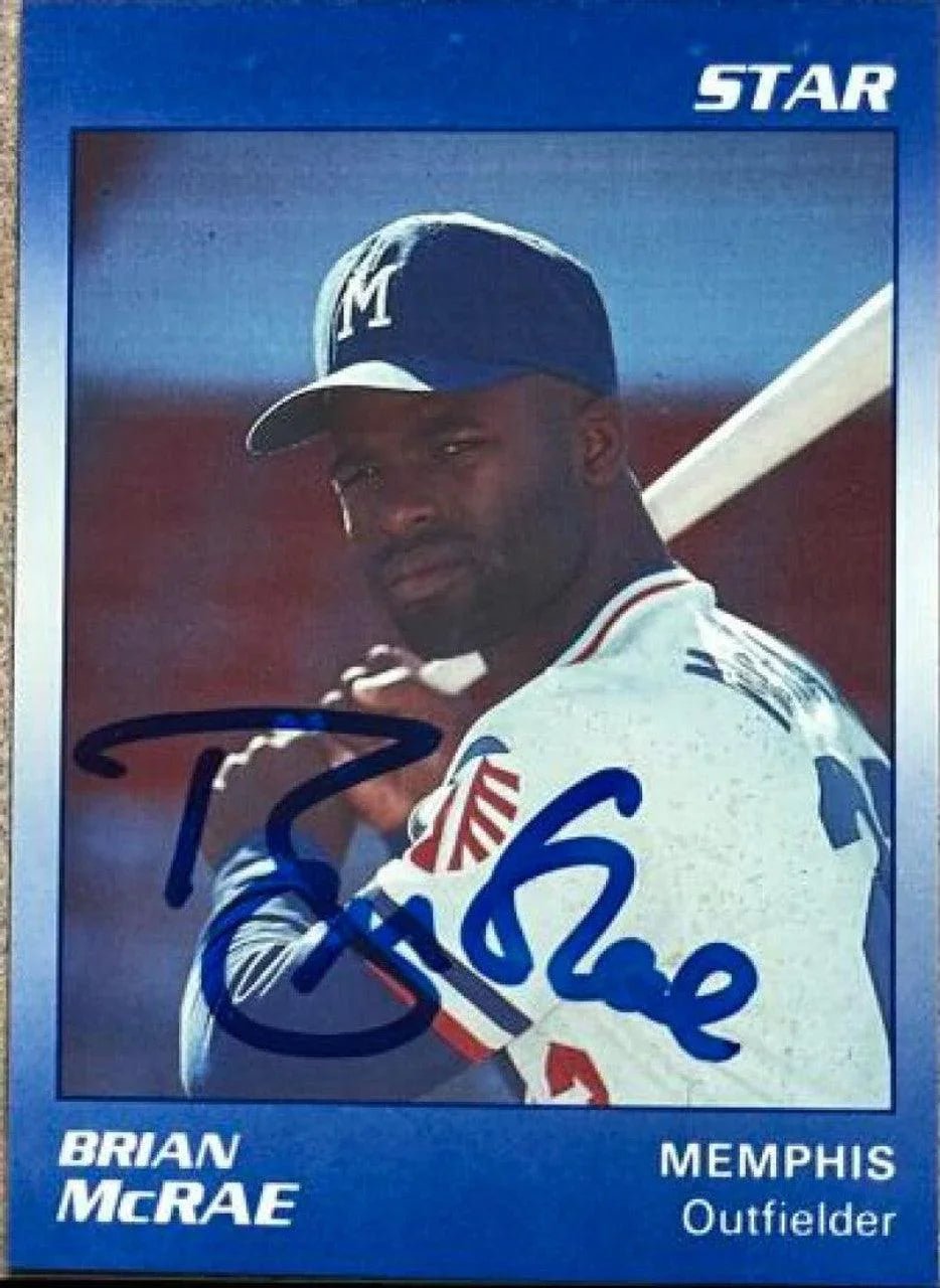 Brian McRae Signed 1990 Star Team Baseball Card - Memphis Chicks