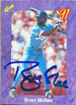 Brian McRae Signed 1991 Classic Baseball Card - Kansas City Royals