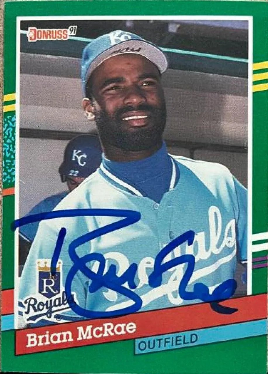 Brian McRae Signed 1991 Donruss Baseball Card - Kansas City Royals
