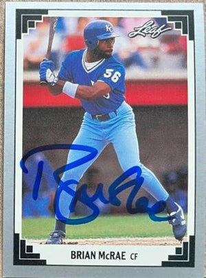 Brian McRae Signed 1991 Leaf Baseball Card - Kansas City Royals