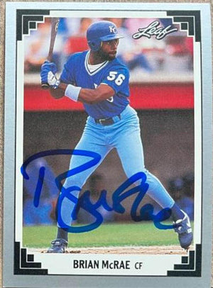 Brian McRae Signed 1991 Leaf Baseball Card - Kansas City Royals - PastPros