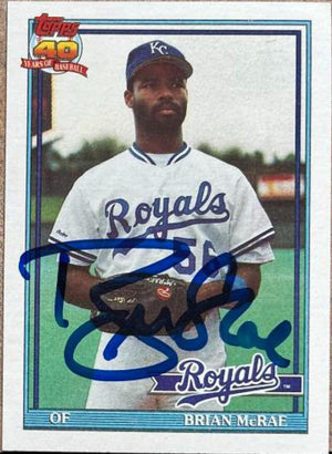 Brian McRae Signed 1991 Topps Baseball Card - Kansas City Royals - PastPros