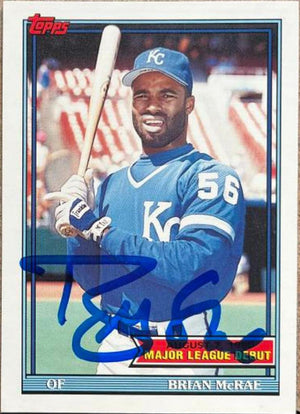 Brian McRae Signed 1991 Topps MLB Debut Baseball Card - Kansas City Royals - PastPros