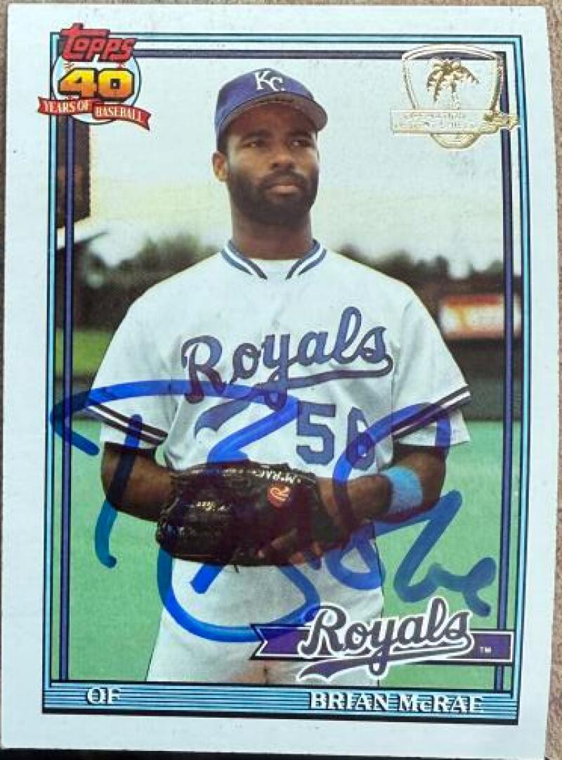 Brian McRae Signed 1991 Topps Operation Desert Shield Baseball Card - Kansas City Royals #222