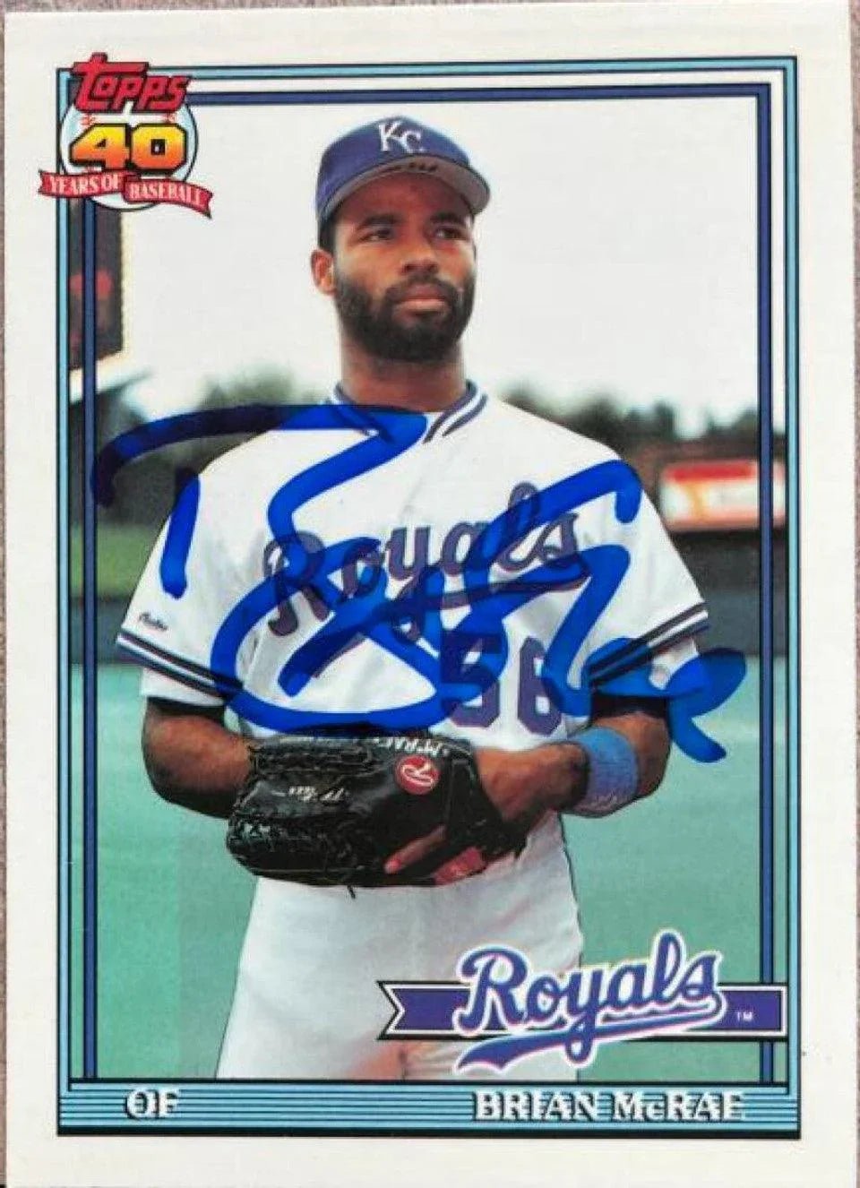 Brian McRae Signed 1991 Topps Tiffany Baseball Card - Kansas City Royals