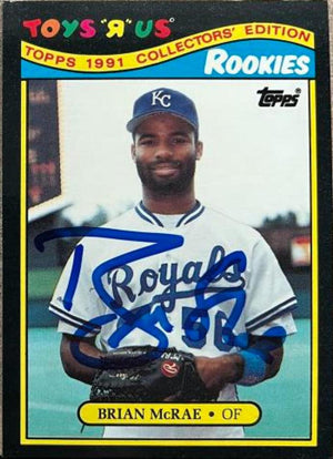 Brian McRae Signed 1991 Topps Toys 'R Us Rookies Baseball Card - Kansas City Royals - PastPros