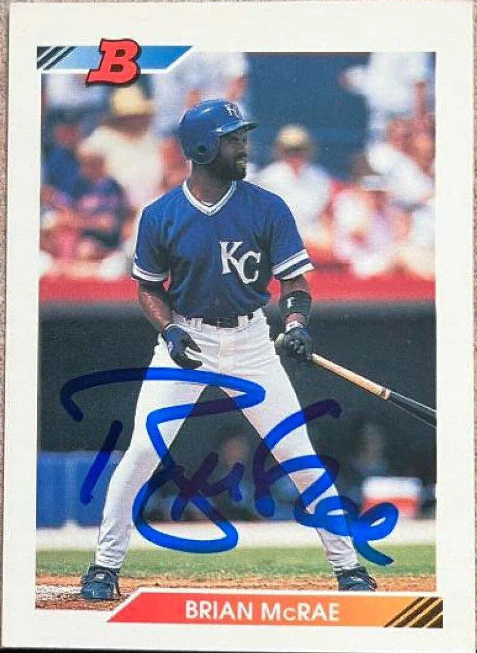 Brian McRae Signed 1992 Bowman Baseball Card - Kansas City Royals