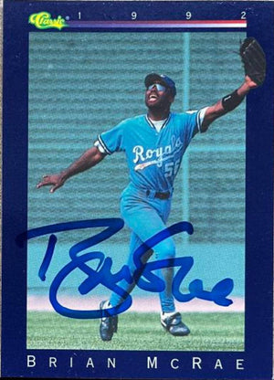 Brian McRae Signed 1992 Classic Baseball Card - Kansas City Royals - PastPros