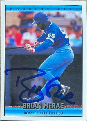 Brian McRae Signed 1992 Donruss Baseball Card - Kansas City Royals - PastPros