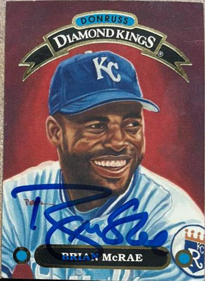 Brian McRae Signed 1992 Donruss Diamond Kings Baseball Card - Kansas City Royals - PastPros