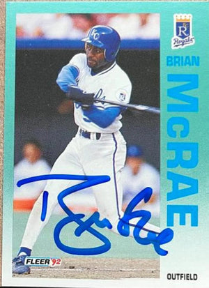 Brian McRae Signed 1992 Fleer Baseball Card - Kansas City Royals