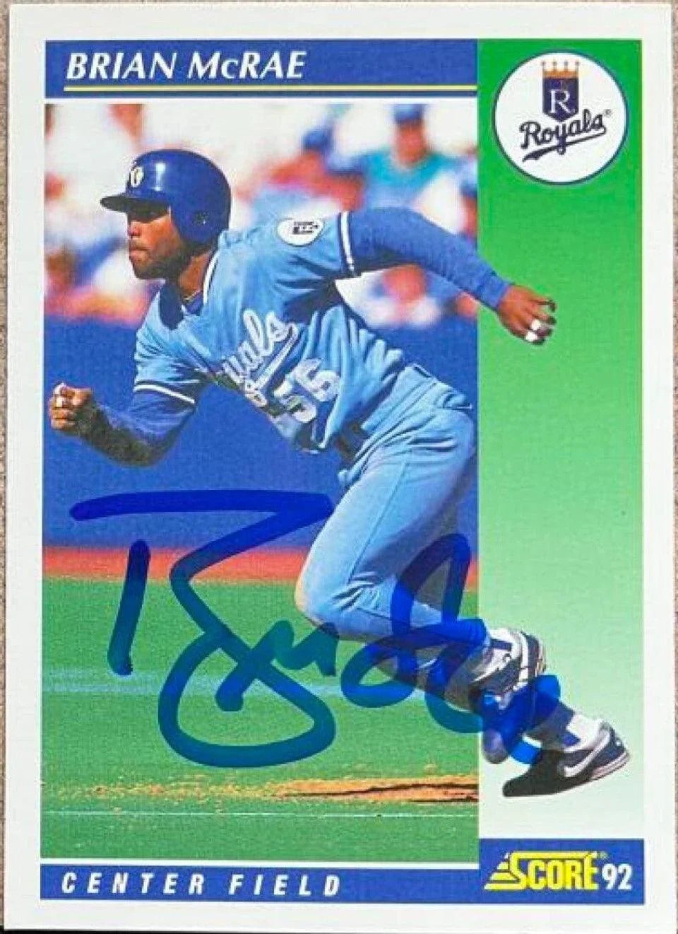 Brian McRae Signed 1992 Score Baseball Card - Kansas City Royals