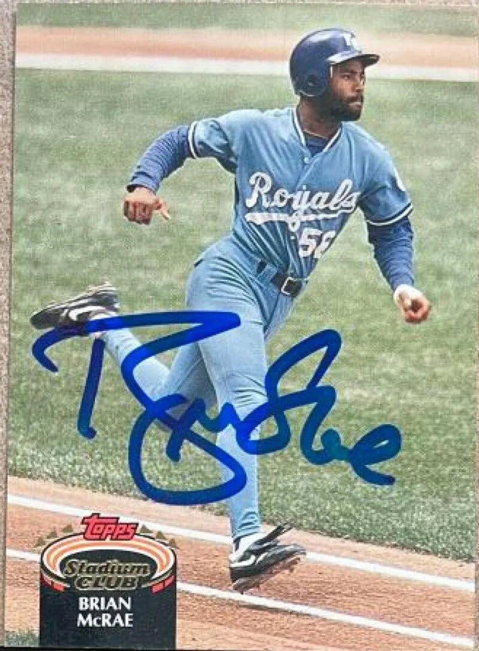 Brian McRae Signed 1992 Stadium Club Baseball Card - Kansas City Royals