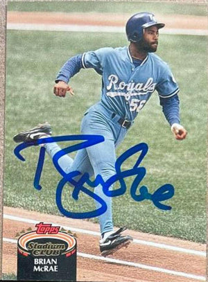 Brian McRae Signed 1992 Stadium Club Baseball Card - Kansas City Royals - PastPros
