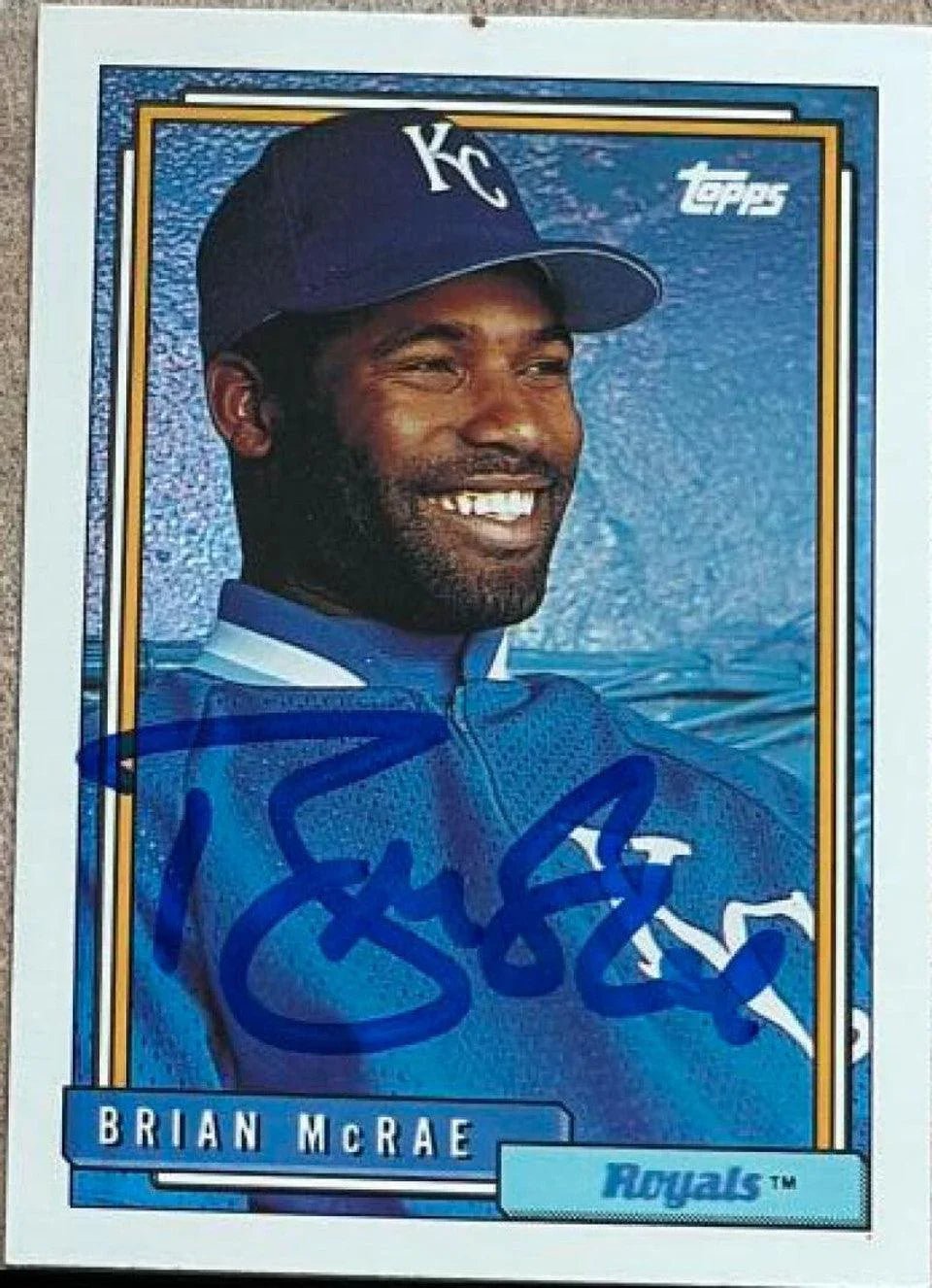 Brian McRae Signed 1992 Topps Baseball Card - Kansas City Royals