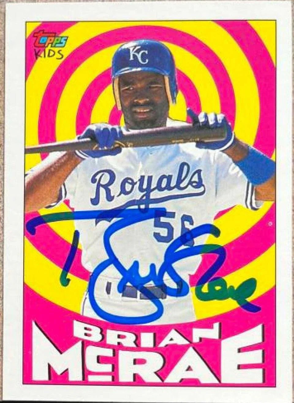 Brian McRae Signed 1992 Topps Kids Baseball Card - Kansas City Royals