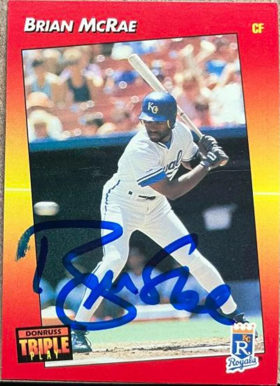 Brian McRae Signed 1992 Triple Play Baseball Card - Kansas City Royals