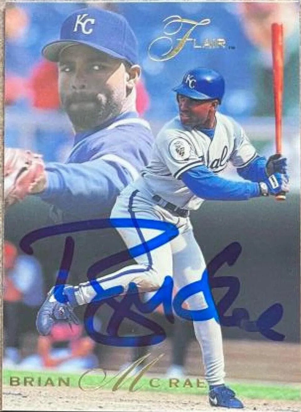 Brian McRae Signed 1993 Flair Baseball Card - Kansas City Royals