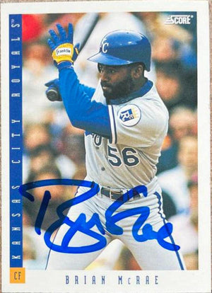 Brian McRae Signed 1993 Score Baseball Card - Kansas City Royals - PastPros