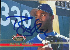 Brian McRae Signed 1993 Stadium Club Baseball Card - Kansas City Royals - PastPros