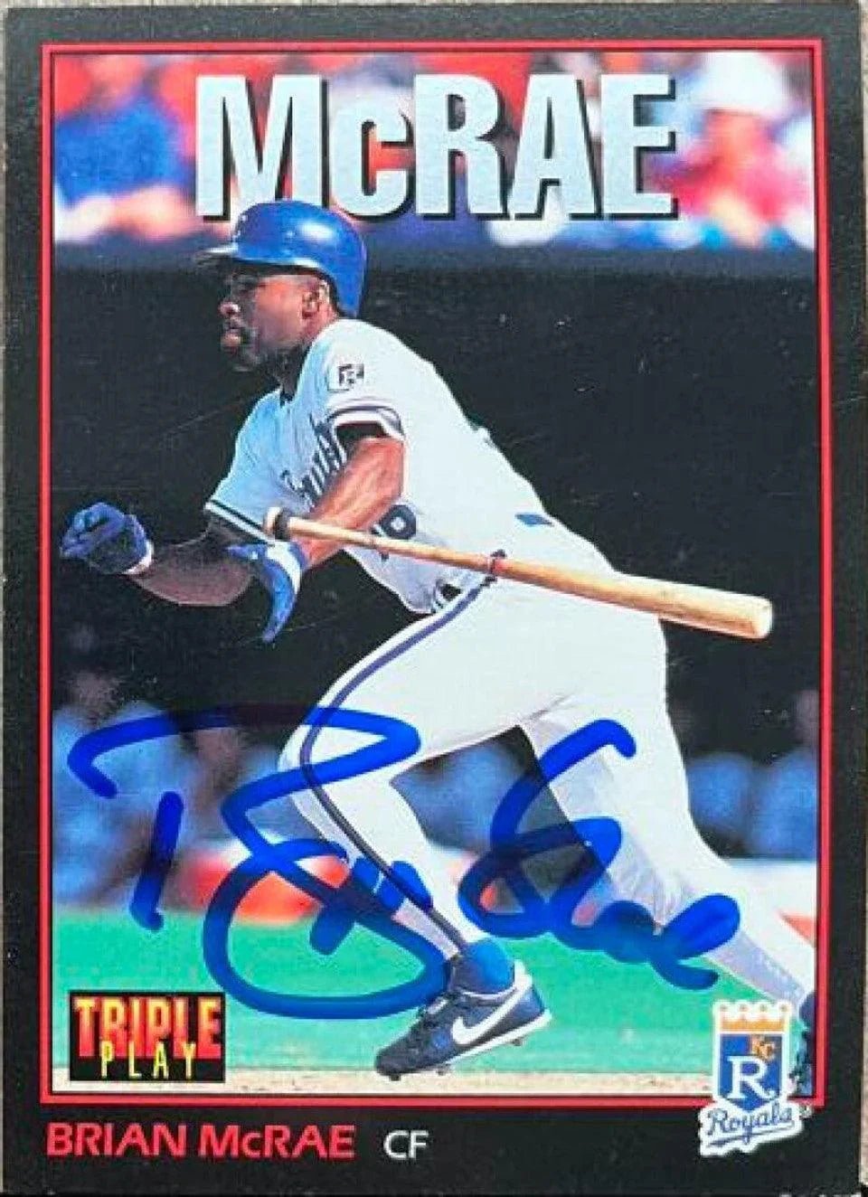 Brian McRae Signed 1993 Triple Play Baseball Card - Kansas City Royals
