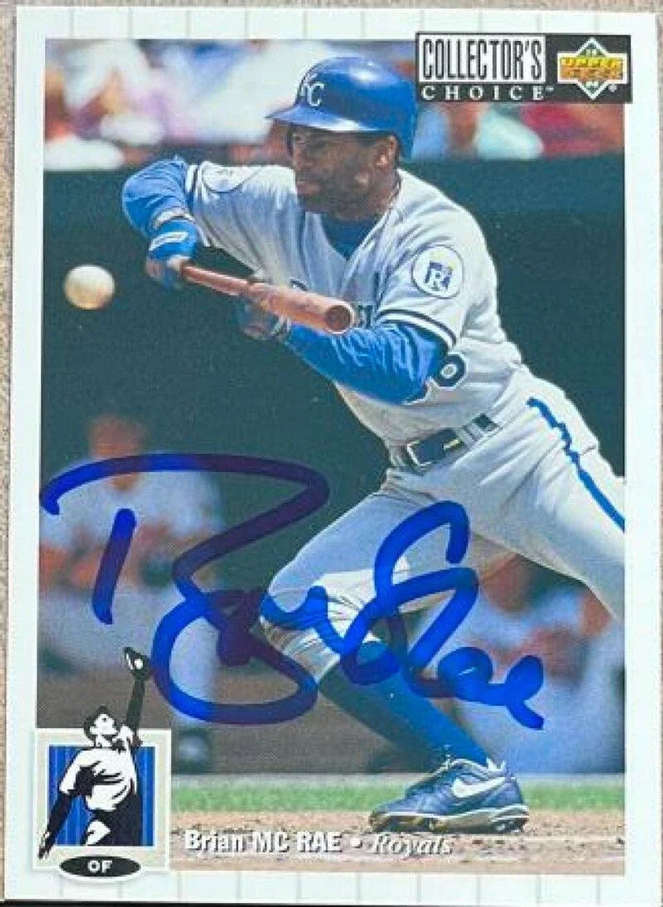 Brian McRae Signed 1994 Collector's Choice Baseball Card - Kansas City Royals
