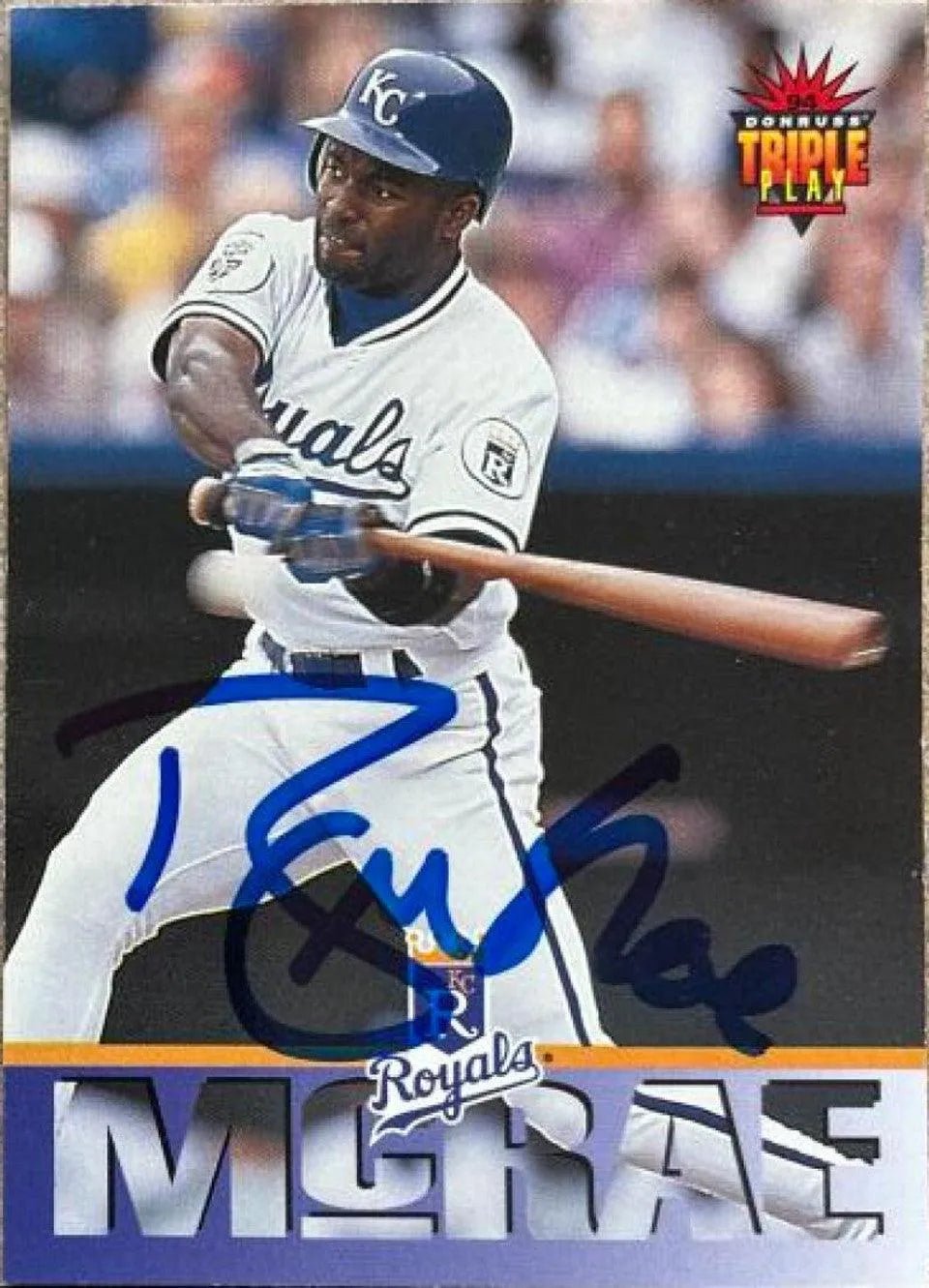 Brian McRae Signed 1994 Triple Play Baseball Card - Kansas City Royals