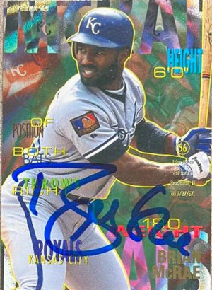 Brian McRae Signed 1995 Fleer Baseball Card - Kansas City Royals