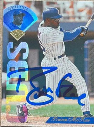 Brian McRae Signed 1995 Leaf Baseball Card - Chicago Cubs