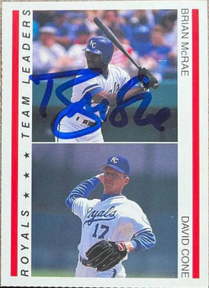 Brian McRae Signed 1995 Red Foley Baseball Card - Kansas City Royals