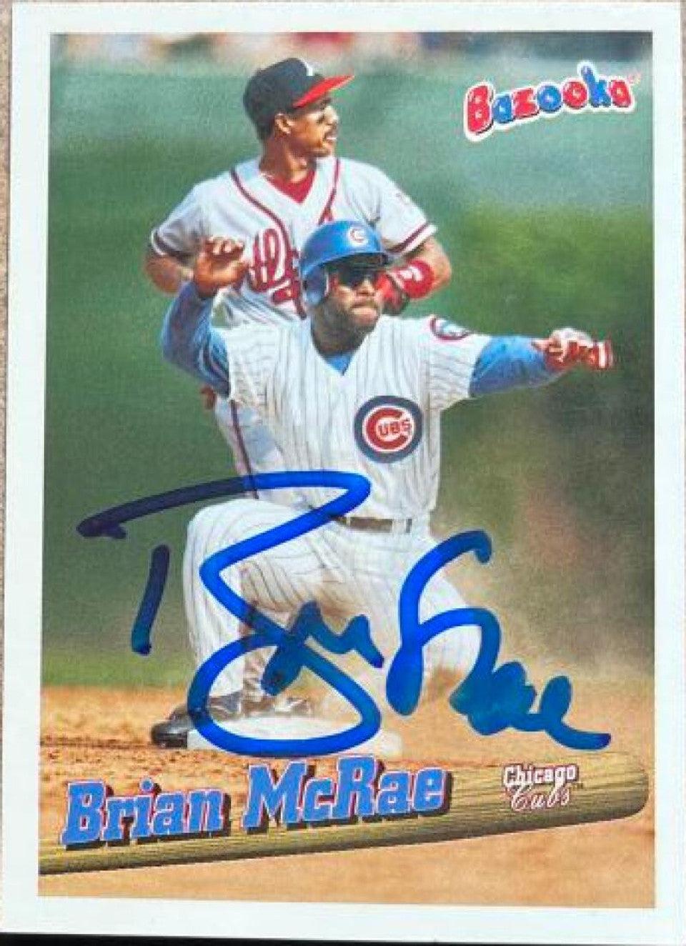 Brian McRae Signed 1996 Bazooka Baseball Card - Chicago Cubs - PastPros