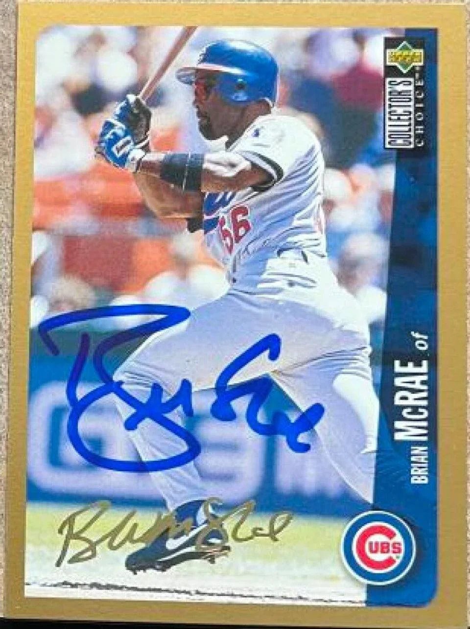 Brian McRae Signed 1996 Collector's Choice Gold Signature Baseball Card - Chicago Cubs