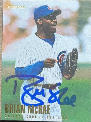 Brian McRae Signed 1996 Fleer Baseball Card - Chicago Cubs - PastPros