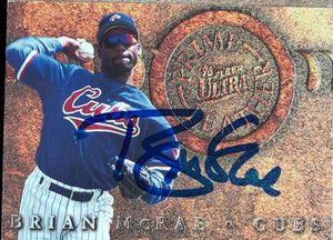 Brian McRae Signed 1996 Fleer Ultra Prime Leather Baseball Card - Chicago Cubs - PastPros