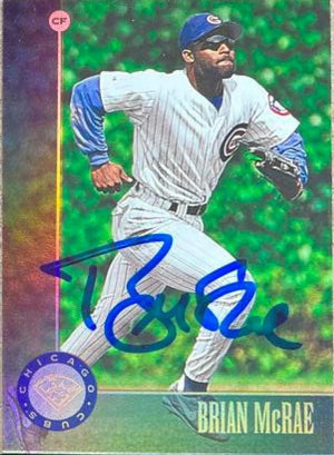 Brian McRae Signed 1996 Leaf Press Proofs Bronze Baseball Card - Chicago Cubs