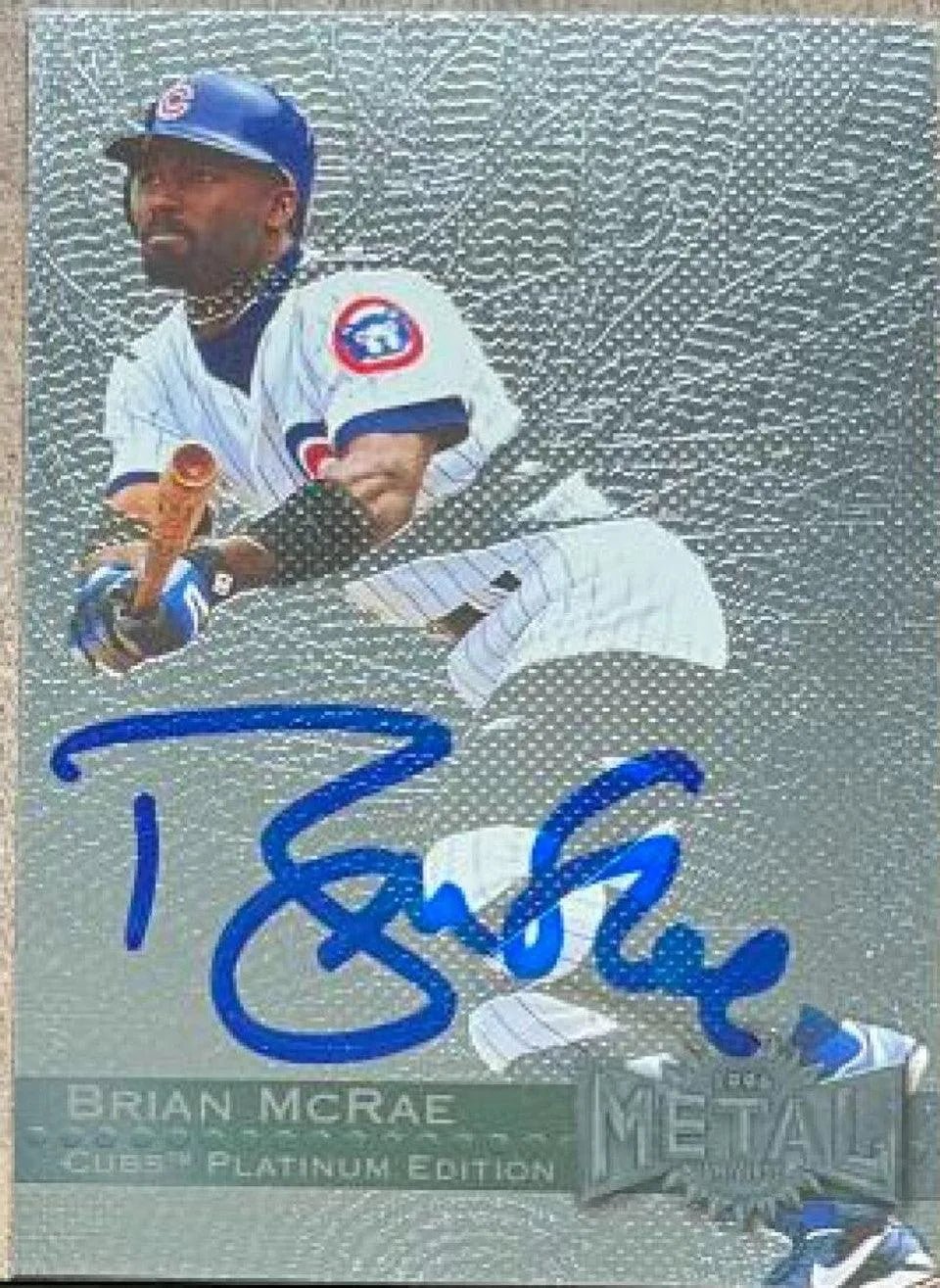 Brian McRae Signed 1996 Metal Universe Platinum Baseball Card - Chicago Cubs