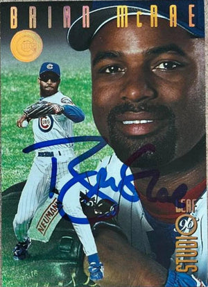 Brian McRae Signed 1996 Studio Press Proofs Bronze Baseball Card - Chicago Cubs