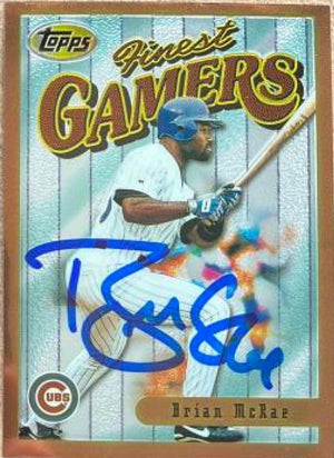 Brian McRae Signed 1996 Topps Finest Baseball Card - Chicago Cubs - PastPros