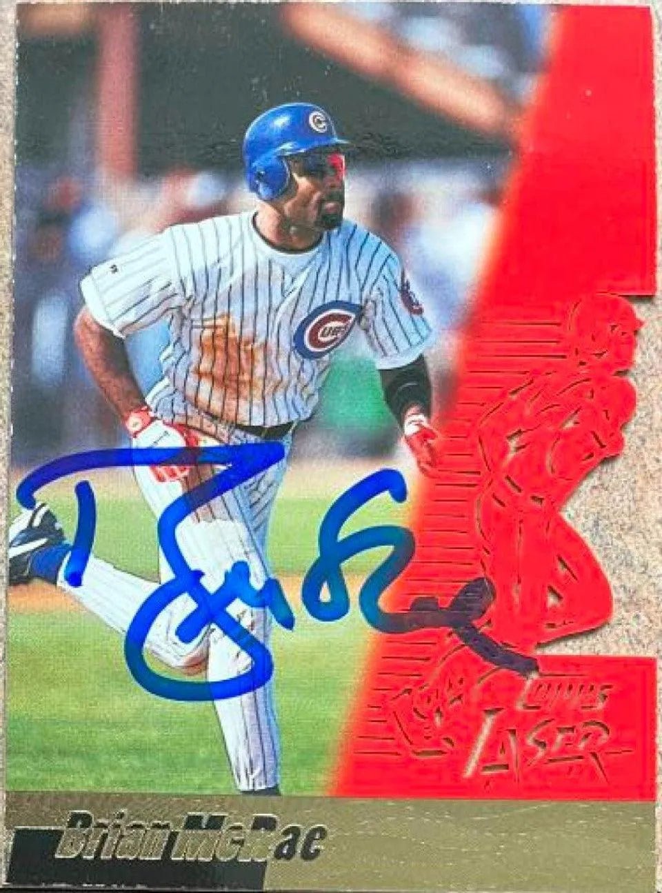 Brian McRae Signed 1996 Topps Laser Baseball Card - Chicago Cubs