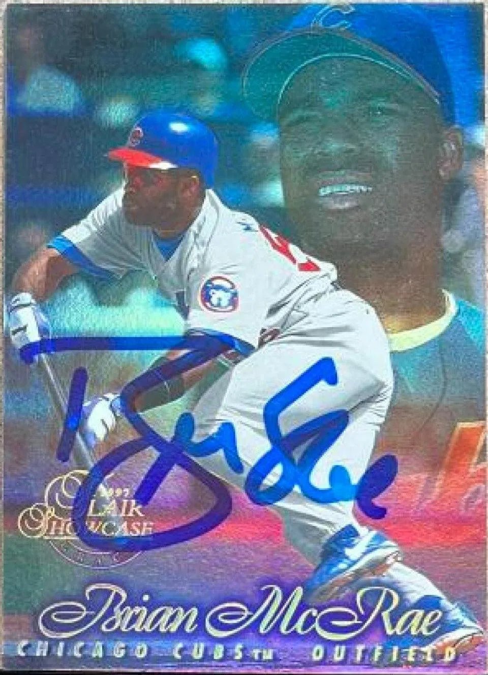 Brian McRae Signed 1997 Flair Showcase Row 1 Baseball Card - Chicago Cubs