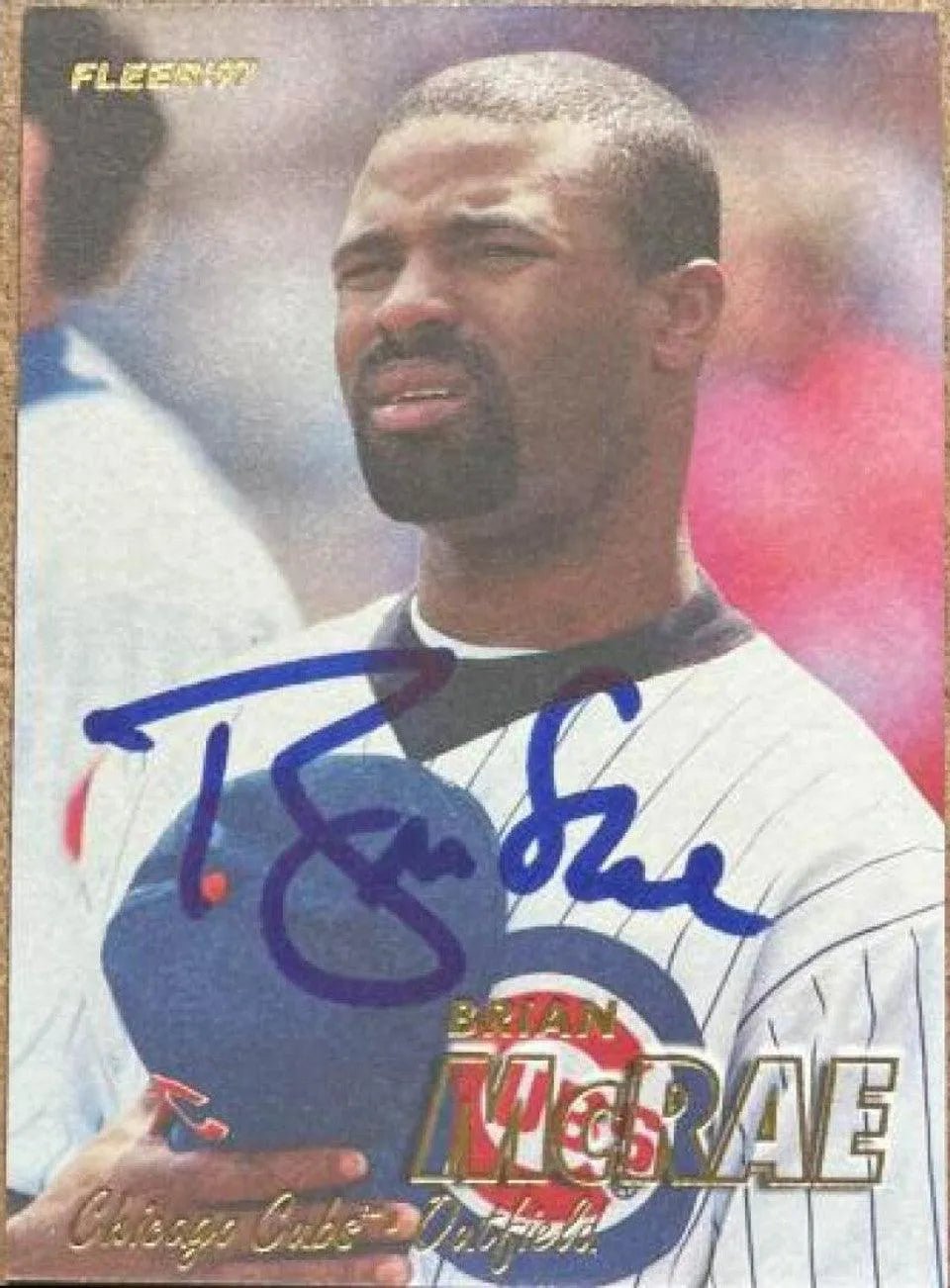 Brian McRae Signed 1997 Fleer Baseball Card - Chicago Cubs