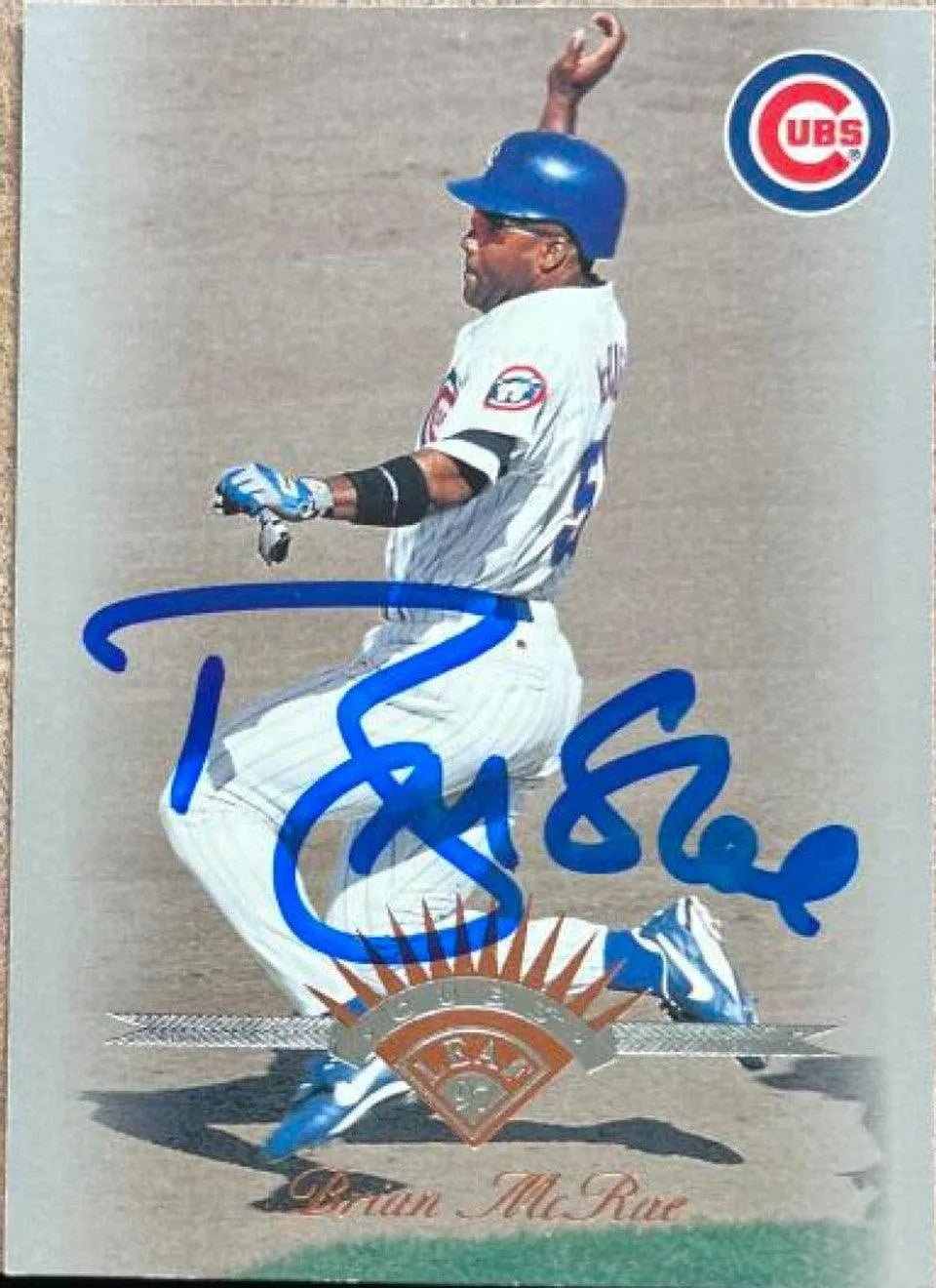 Brian McRae Signed 1997 Leaf Baseball Card - Chicago Cubs