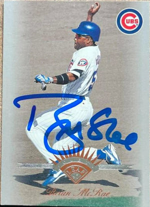 Brian McRae Signed 1997 Leaf Baseball Card - Chicago Cubs