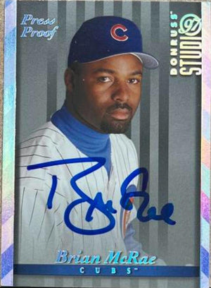 Brian McRae Signed 1997 Studio Press Proof Silver Baseball Card - Chicago Cubs - PastPros