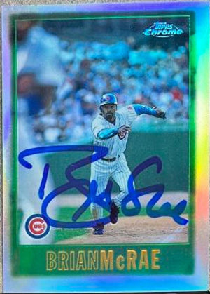 Brian McRae Signed 1997 Topps Chrome Refractors Baseball Card - Chicago Cubs - PastPros